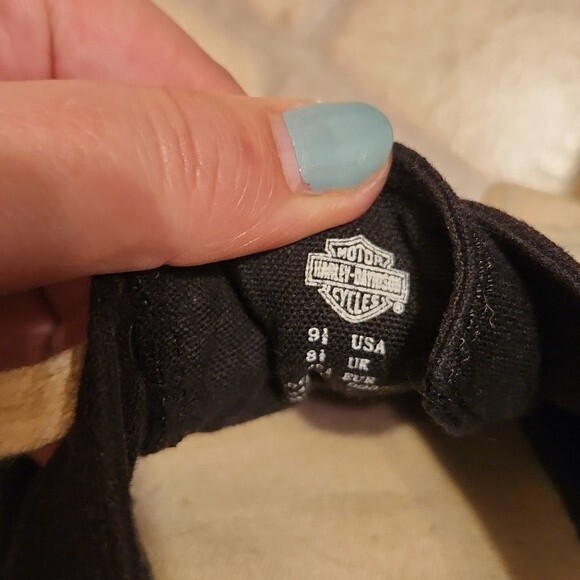 Harley Davidson Black Lace-Up Shoes w/ Flame Soles Men's 9.5 Women's 11 - Picture 11 of 11